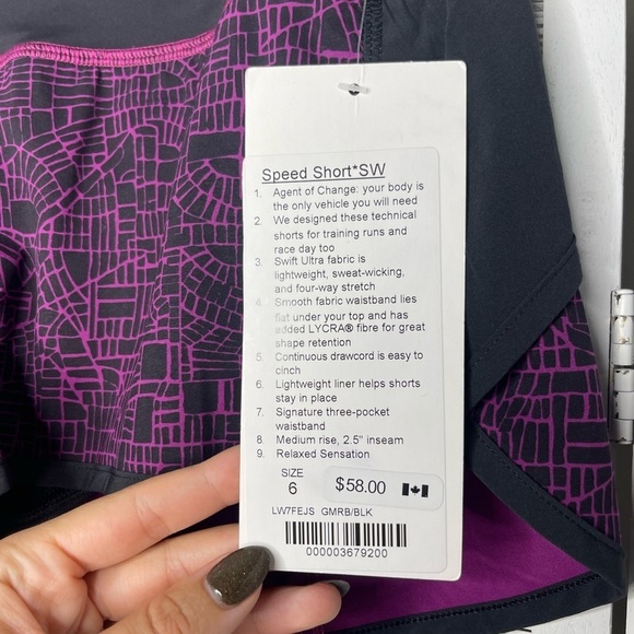 Lululemon Speed Short 2016 SeaWheeze Grid Map Size 6 Collector Item NWT - Picture 8 of 8